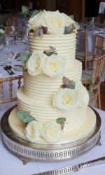 Buttercream Cake with Lines and Roses No.W372