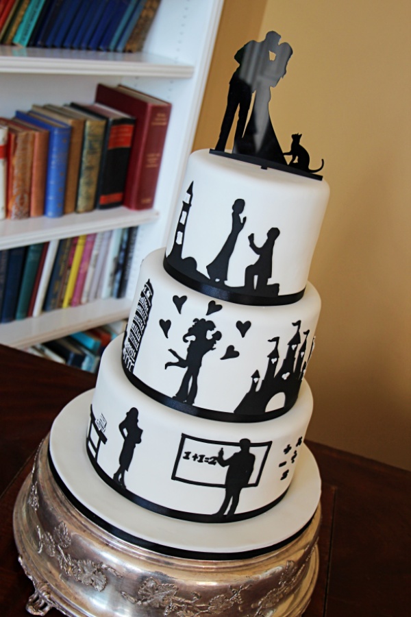 Disney and Lighthouse Silhouette Wedding Cake No.W357 - Image 3