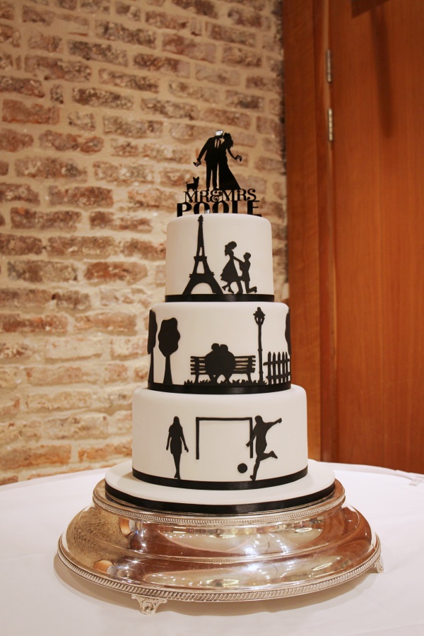 Eiffel Tower and Football Silhouette Wedding Cake No.W358 - Image 4