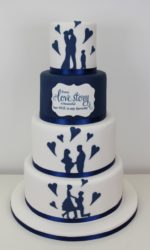 Navy Silhouette Wedding Cake No.W204pl
