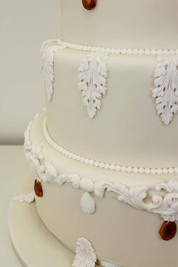 Royal Lace and Gold Initials Wedding Cake No.W353 - Image 3