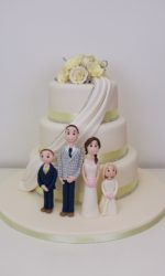 Wedding Cake with Drape and Family Cake Topper No.W363