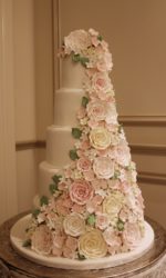 Wedding Cake with Spring Cascading Flowers No.W367a