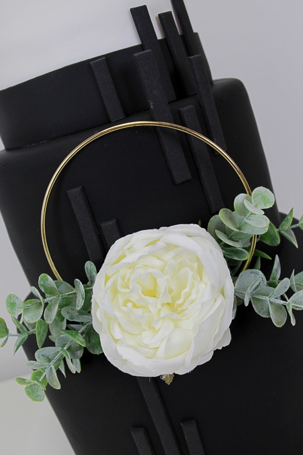 Black and White Geometric Cake with Gold Hoop No.W380 - Image 2