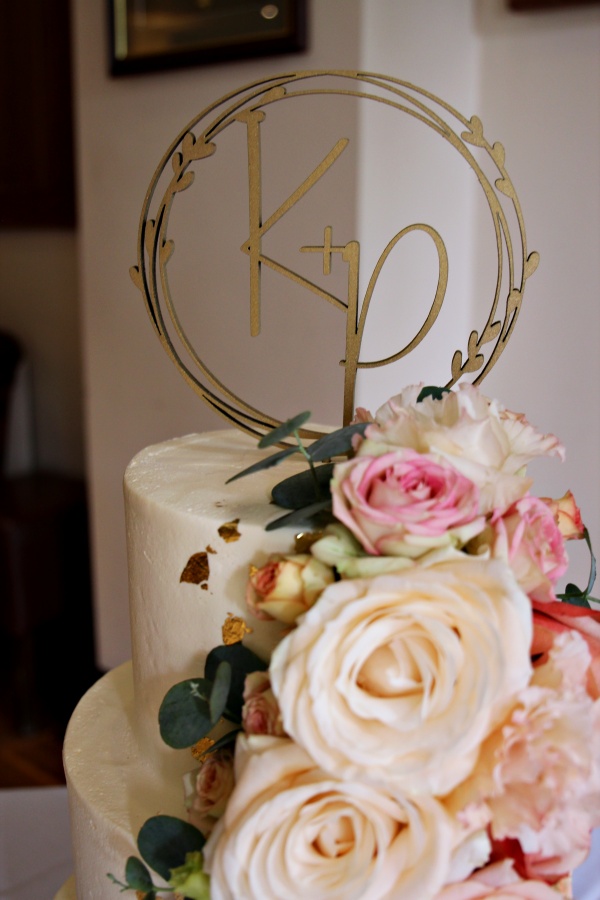 Buttercream Cake with gold Leaf and Cascading Flowers No.W382 - Image 3