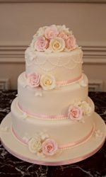 Pink Roses and Hydrangeas Wedding Cake No.W379