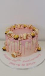 Anniversary Buttercream Cake with Pink Drip No.D048aa