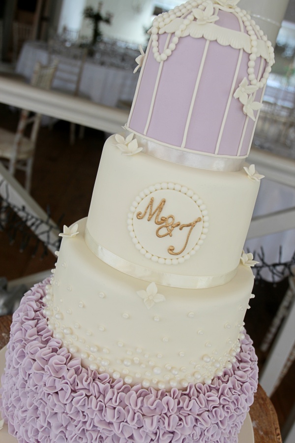 Lilac Birdcage and Ruffles Wedding Cake No.W388 - Image 2