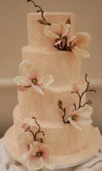 Pink Pearl Wedding Cake with Magnolias No.W395