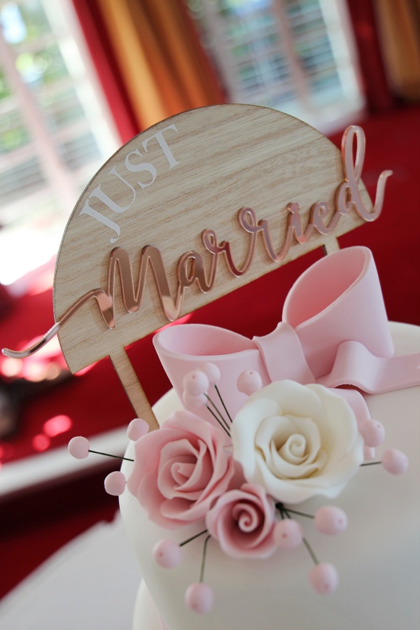 Pink Stripes and Bow Wedding Cake No.W396 - Image 2