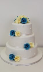 Wedding Cake with Blue and Yellow Roses No.W387