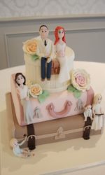 Pastel Suitcases with Vintage Roses Wedding Cake No.W402