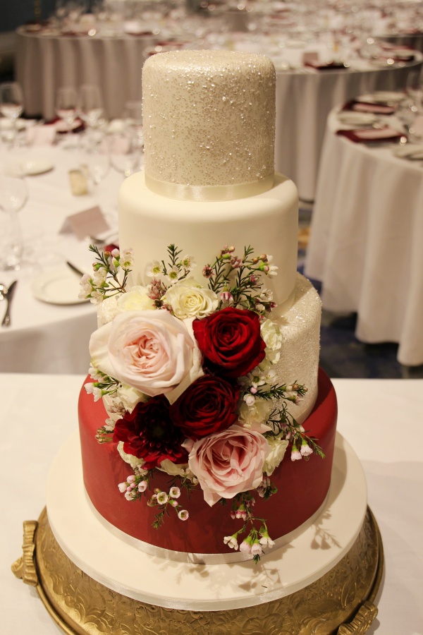 Burgundy Cake with Fresh Flowers No.W429 - Image 2