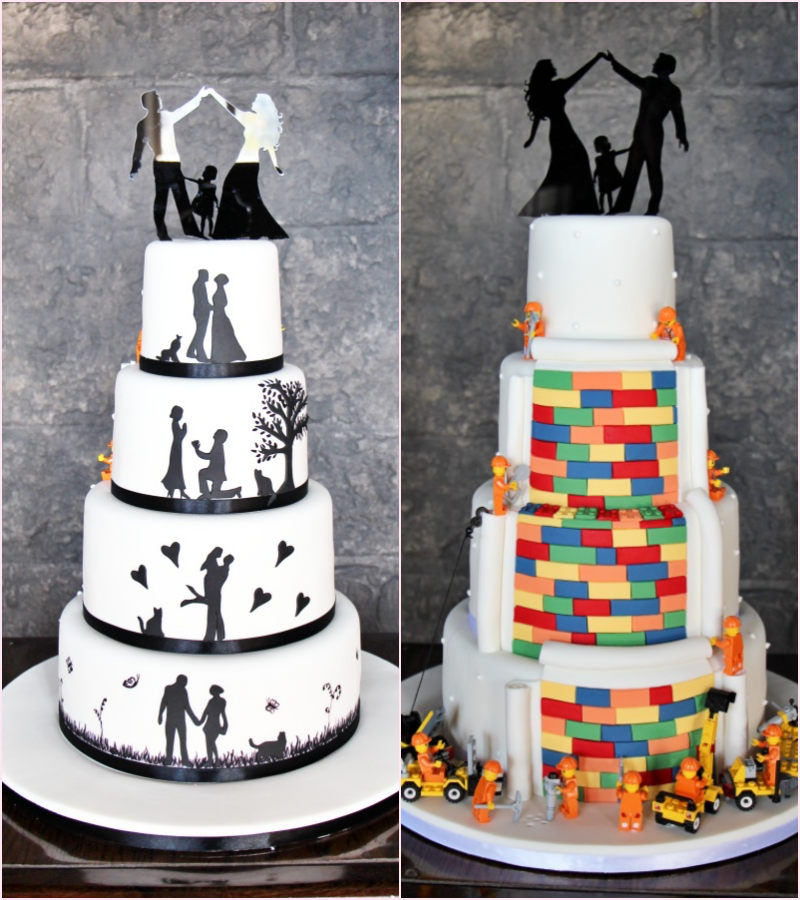 Half and Half Silhouette and Lego Cake No.W427 - Image 3