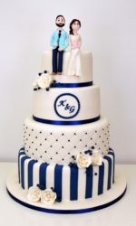 Navy Stripes and Berries Wedding Cake No.W421