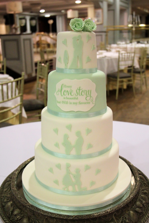 Pale Green Silhouette Wedding Cake No.W425 - Image 2