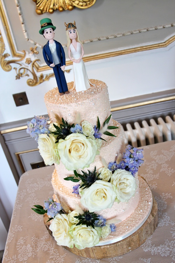 Pink Pearl Wedding Cake and Cake Topper No.W407 - Image 4