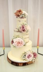 Semi Naked Wedding Cake and Pastel Florals