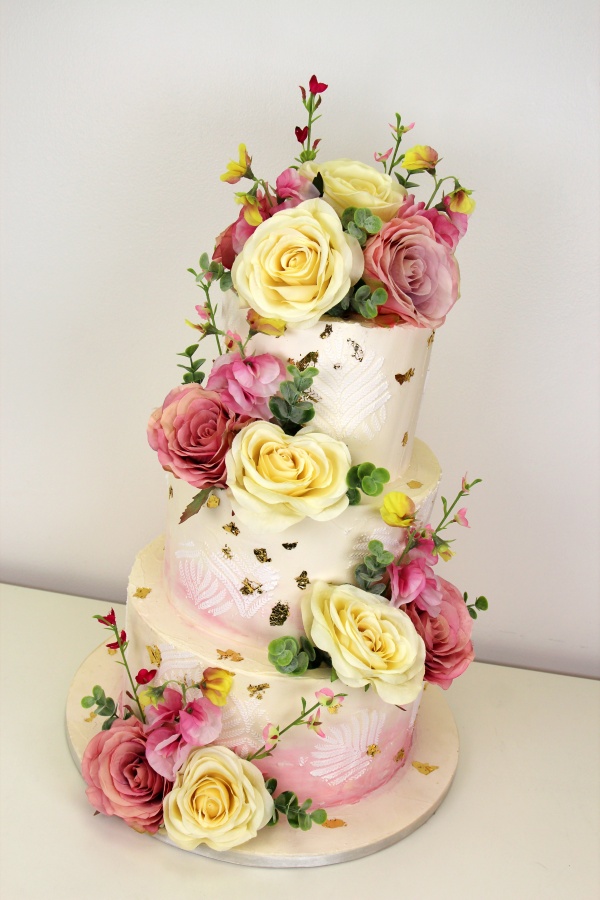 Wedding Cake Light Pink Ombre and Fern No.W418 - Image 2