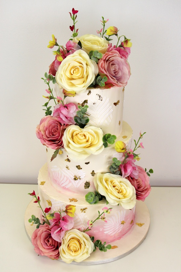 Wedding Cake Light Pink Ombre and Fern No.W418 - Image 4