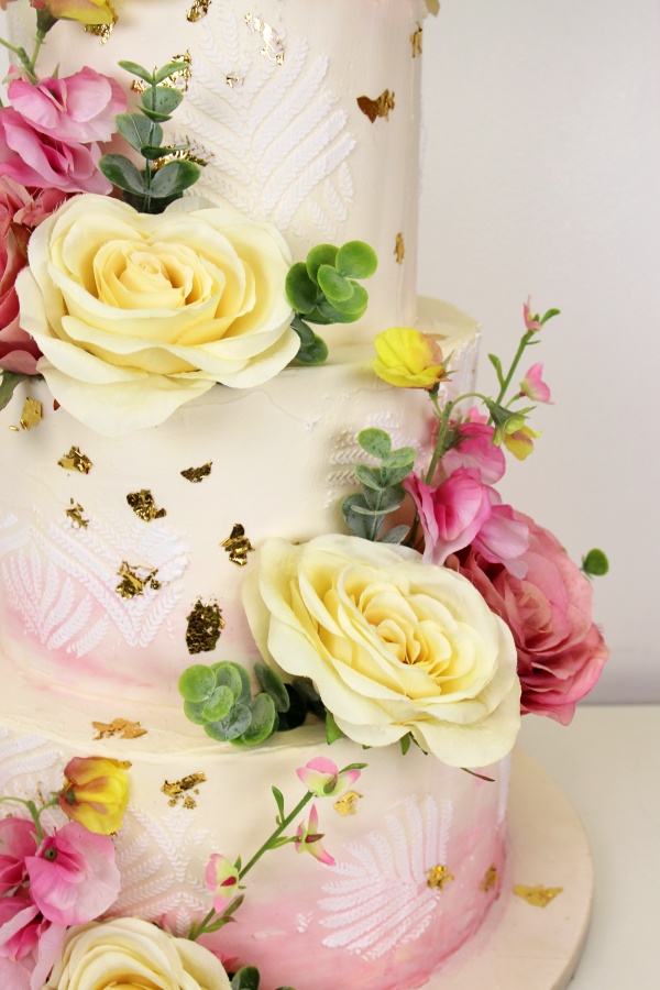 Wedding Cake Light Pink Ombre and Fern No.W418 - Image 3