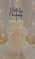 Buttercream Wedding Cake with Pink Bow No.W434