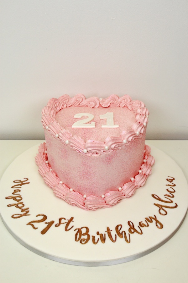 Heart Pink Buttercream Cake No.D050 - Image 2