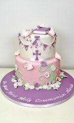 Pink and Purple Communion Cake No.OCC058