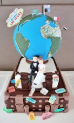 Suitcases and Globe Wedding Cake No.W437