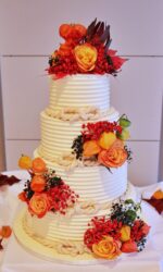 Buttercream Cake with Autumn Flowers No.W438