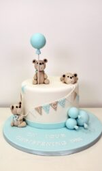Brown Teddy Bears with Balloons Christening Cake No.CH050