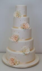 Wedding Cake with Peach and Ivory Roses No.W458