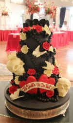 Black and Red Skull Wedding Cake No.W466