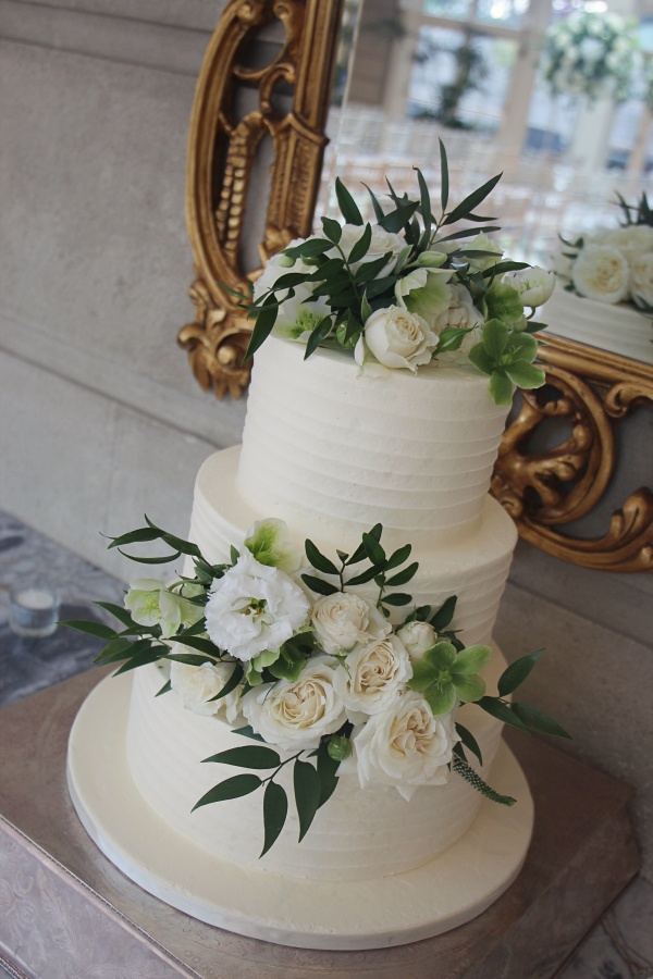 Wedding Cake with White and Green Flowers No.W463 - Image 2