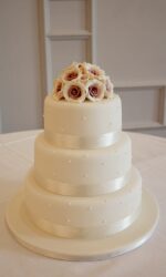 Wedding Cake with Two Tone Roses and Dots No.W480