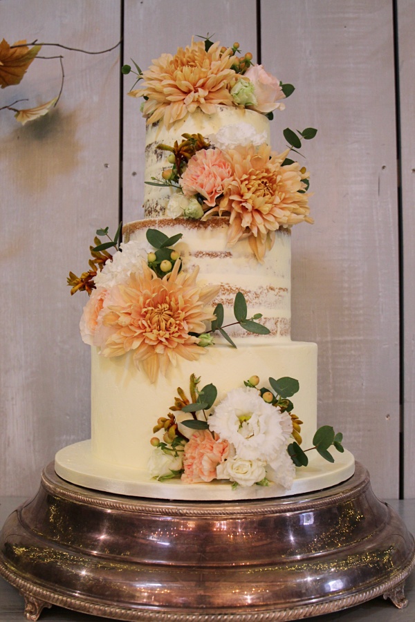 Semi Naked Cake with Orange Dahlias No.W485 - Image 2