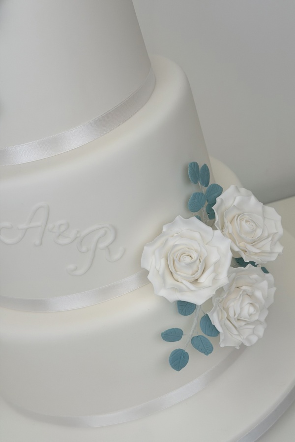 Elegant White Rose Wedding Cake No.W497 - Image 2