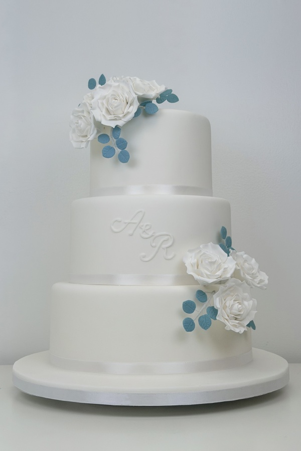 Elegant White Rose Wedding Cake No.W497 - Image 3