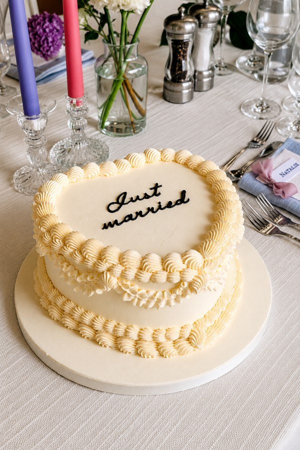 Just Married Heart Wedding Cake No.W498